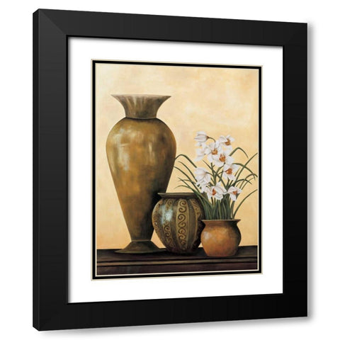 Still Life with White Flowers Black Modern Wood Framed Art Print with Double Matting by Brighton, Grace