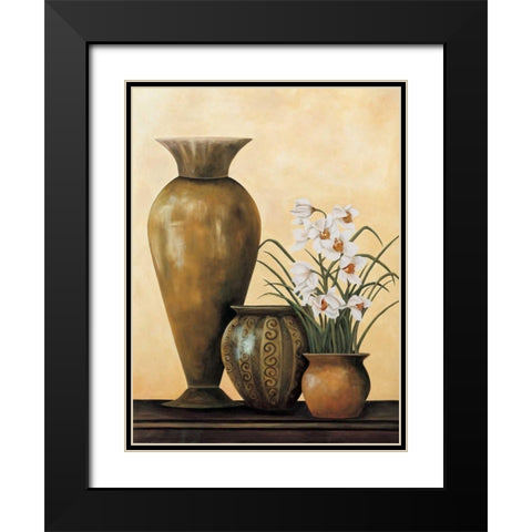 Still Life with White Flowers Black Modern Wood Framed Art Print with Double Matting by Brighton, Grace