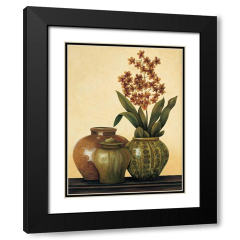 Still Life with Red Flowers Black Modern Wood Framed Art Print with Double Matting by Brighton, Grace