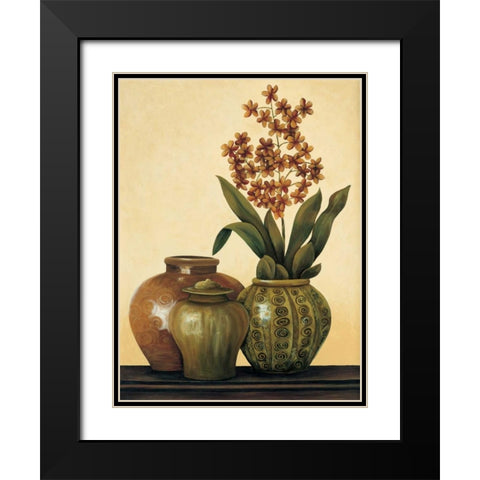Still Life with Red Flowers Black Modern Wood Framed Art Print with Double Matting by Brighton, Grace