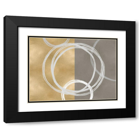 Unity White on Gold I Black Modern Wood Framed Art Print with Double Matting by Harris, Natalie