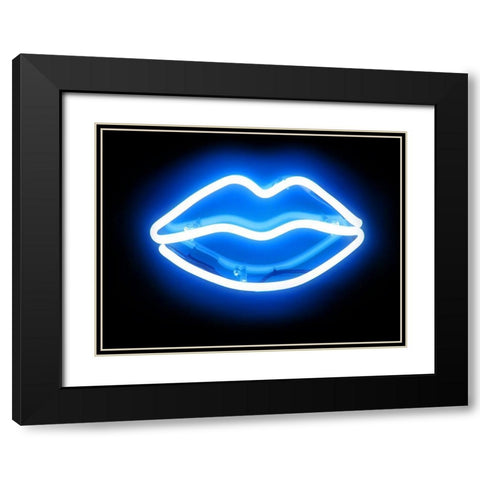 Neon Lips BB Black Modern Wood Framed Art Print with Double Matting by Carr, Hailey