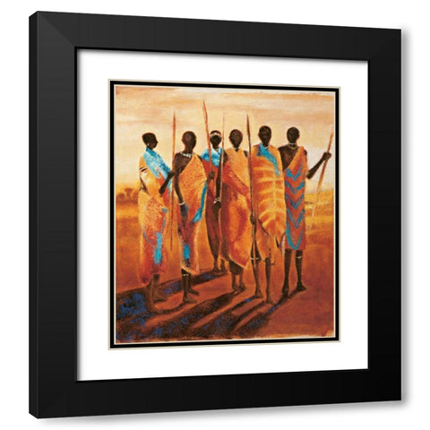 Les gardiens de la terre Black Modern Wood Framed Art Print with Double Matting by Beaumont, Jaques
