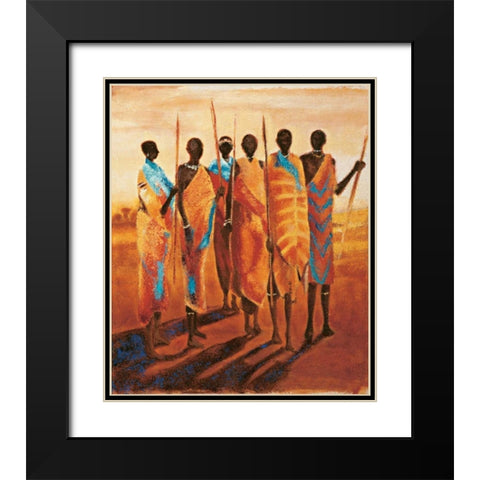 Les gardiens de la terre Black Modern Wood Framed Art Print with Double Matting by Beaumont, Jaques
