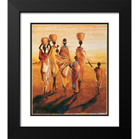 Meres et enfants Black Modern Wood Framed Art Print with Double Matting by Beaumont, Jaques