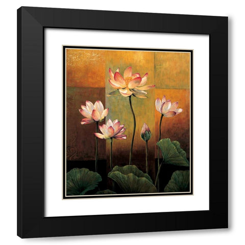 Lotus Black Modern Wood Framed Art Print with Double Matting by Deveraux, Jill