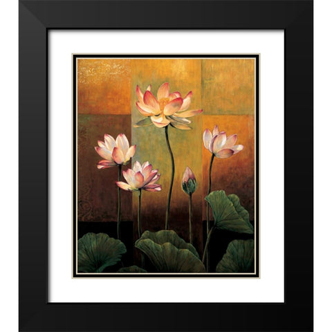 Lotus Black Modern Wood Framed Art Print with Double Matting by Deveraux, Jill
