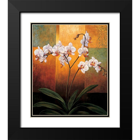Orchids Black Modern Wood Framed Art Print with Double Matting by Deveraux, Jill