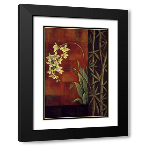 Green Orchid Black Modern Wood Framed Art Print with Double Matting by Deveraux, Jill