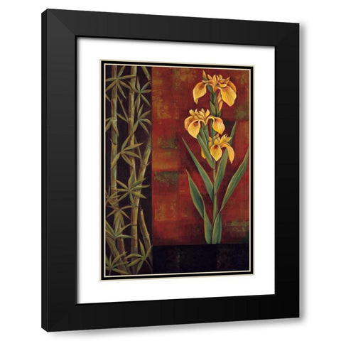 Yellow Iris Black Modern Wood Framed Art Print with Double Matting by Deveraux, Jill