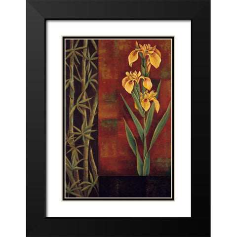 Yellow Iris Black Modern Wood Framed Art Print with Double Matting by Deveraux, Jill