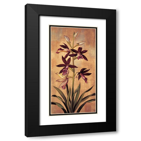 Burgundy Orchid Black Modern Wood Framed Art Print with Double Matting by Deveraux, Jill