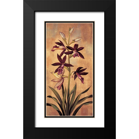 Burgundy Orchid Black Modern Wood Framed Art Print with Double Matting by Deveraux, Jill