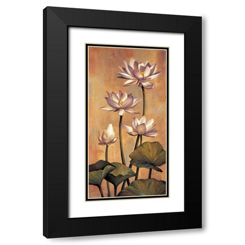 White Lotus Black Modern Wood Framed Art Print with Double Matting by Deveraux, Jill