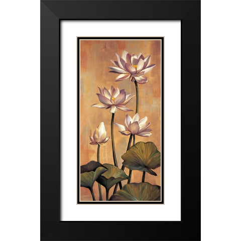 White Lotus Black Modern Wood Framed Art Print with Double Matting by Deveraux, Jill