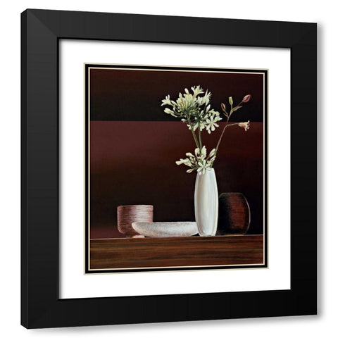 Ikebana II Black Modern Wood Framed Art Print with Double Matting by Ross, Yuki