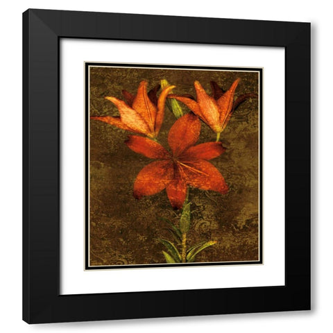 Red Lilies Black Modern Wood Framed Art Print with Double Matting by Seba, John
