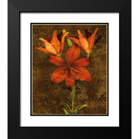 Red Lilies Black Modern Wood Framed Art Print with Double Matting by Seba, John