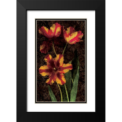 Decorative Tulips I Black Modern Wood Framed Art Print with Double Matting by Seba, John