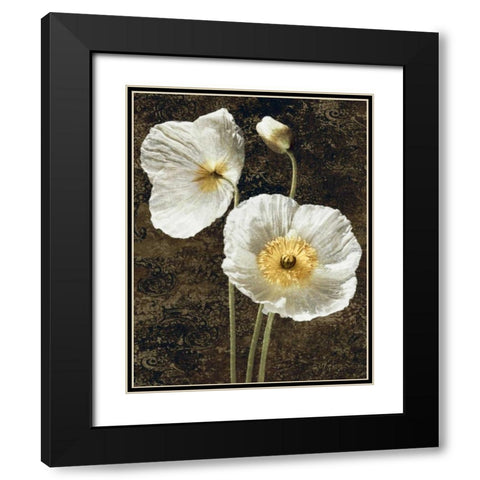 Poppies I Black Modern Wood Framed Art Print with Double Matting by Seba, John