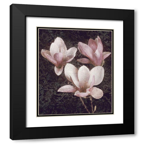 Pink Magnolias II Black Modern Wood Framed Art Print with Double Matting by Seba, John