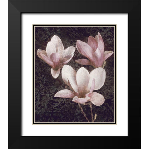 Pink Magnolias II Black Modern Wood Framed Art Print with Double Matting by Seba, John