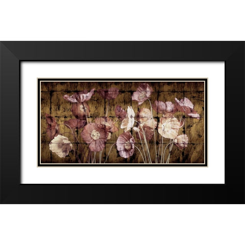 Poppies on Gold Black Modern Wood Framed Art Print with Double Matting by Seba, John