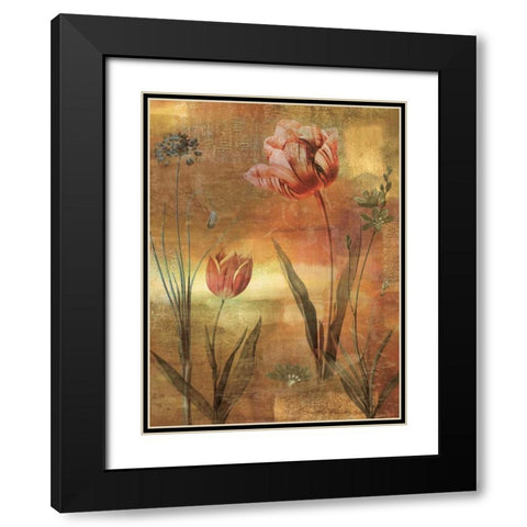 Tulip Garden II Black Modern Wood Framed Art Print with Double Matting by Seba, John