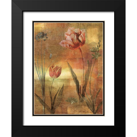 Tulip Garden II Black Modern Wood Framed Art Print with Double Matting by Seba, John