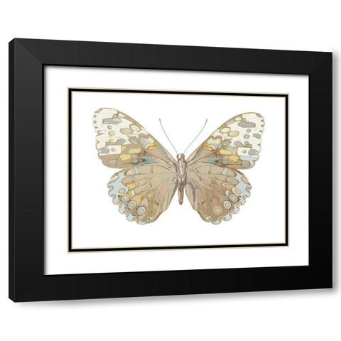Butterfly in Taupe and Blue Black Modern Wood Framed Art Print with Double Matting by Bosco, Julia