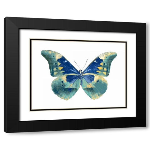 Butterfly in Aqua I Black Modern Wood Framed Art Print with Double Matting by Bosco, Julia