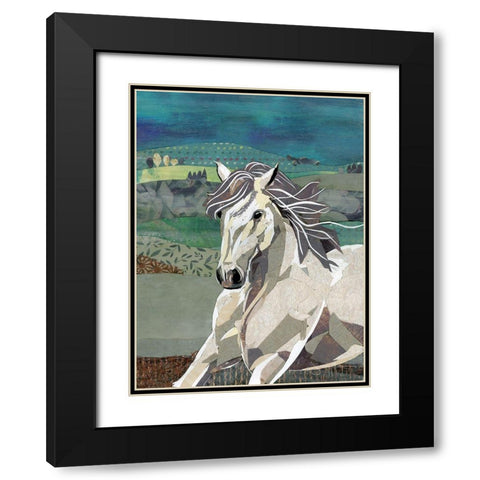 White Horse Freedom Black Modern Wood Framed Art Print with Double Matting by McGee, Jenny