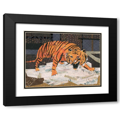 Roaring Tiger Black Modern Wood Framed Art Print with Double Matting by McGee, Jenny