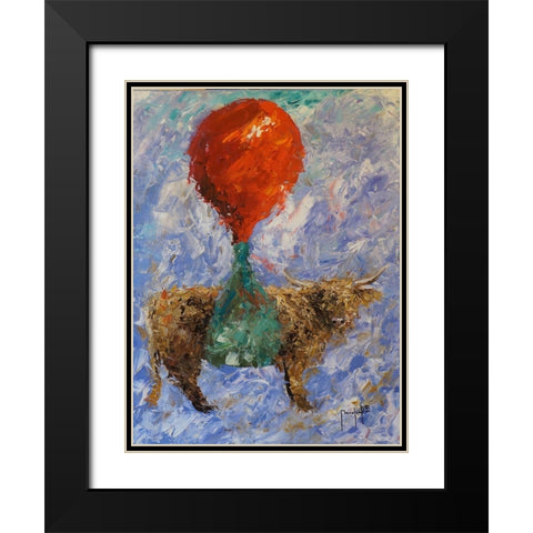 Steer Black Modern Wood Framed Art Print with Double Matting by Foster, Joseph Marshal