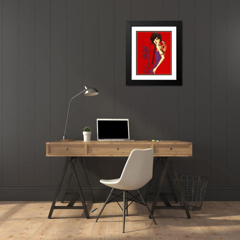 Monkey Black Modern Wood Framed Art Print with Double Matting by Goddess, Jami