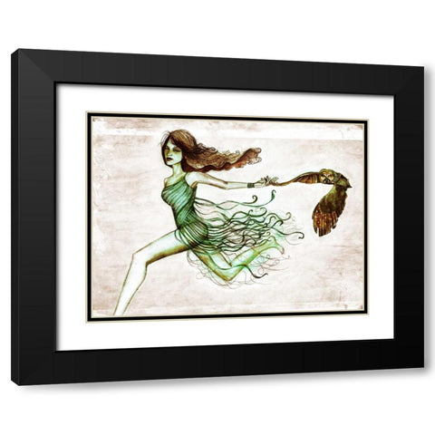 Owl III Black Modern Wood Framed Art Print with Double Matting by Goddess, Jami