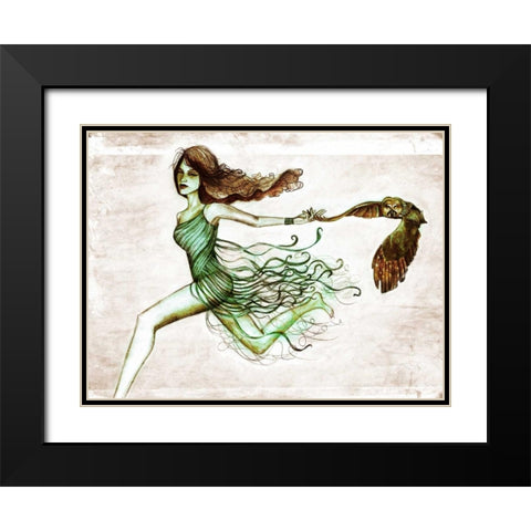 Owl III Black Modern Wood Framed Art Print with Double Matting by Goddess, Jami
