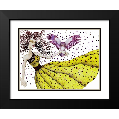 Owl II Black Modern Wood Framed Art Print with Double Matting by Goddess, Jami