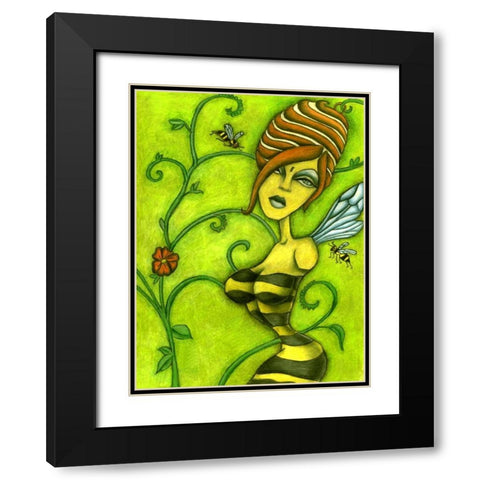 Queen Bee Black Modern Wood Framed Art Print with Double Matting by Goddess, Jami