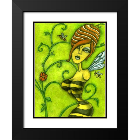 Queen Bee Black Modern Wood Framed Art Print with Double Matting by Goddess, Jami