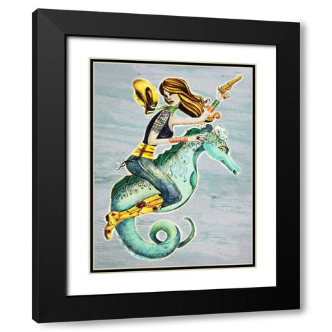 Seahorse Black Modern Wood Framed Art Print with Double Matting by Goddess, Jami