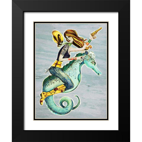 Seahorse Black Modern Wood Framed Art Print with Double Matting by Goddess, Jami