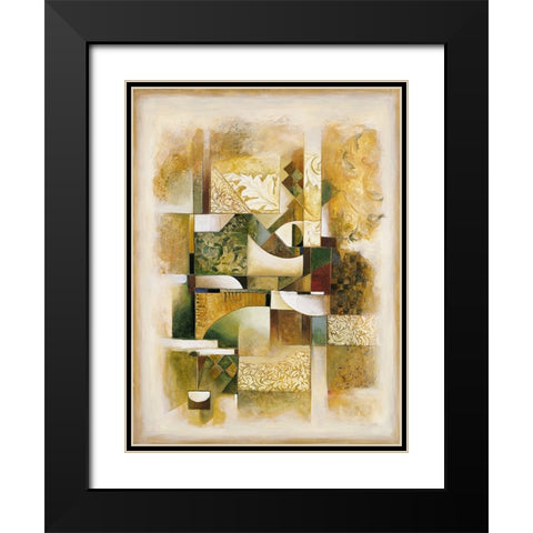 Abstract collage I Black Modern Wood Framed Art Print with Double Matting by Parsons, Jonathan