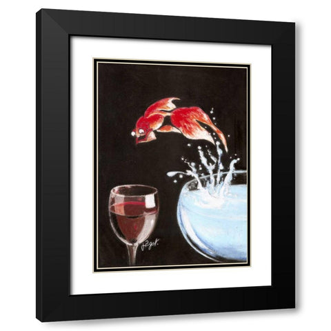 Heureux comme un poisson Black Modern Wood Framed Art Print with Double Matting by Got, Jean-Pierre