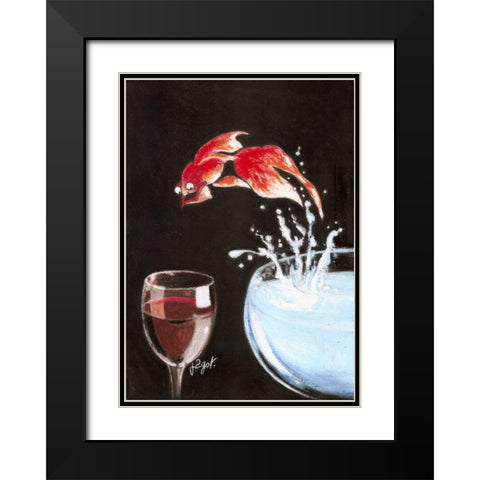 Heureux comme un poisson Black Modern Wood Framed Art Print with Double Matting by Got, Jean-Pierre