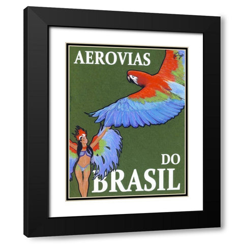 Aerovias do Brasil Black Modern Wood Framed Art Print with Double Matting by Got, Jean Pierre