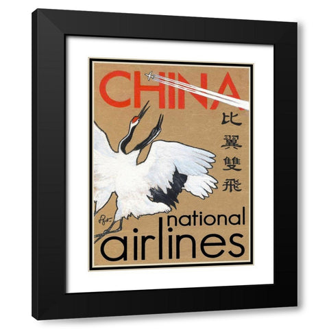 China National Airlines Black Modern Wood Framed Art Print with Double Matting by Got, Jean Pierre