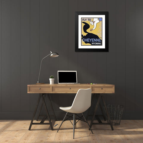 Fly to Cheyenne Wyoming Black Modern Wood Framed Art Print with Double Matting by Got, Jean Pierre