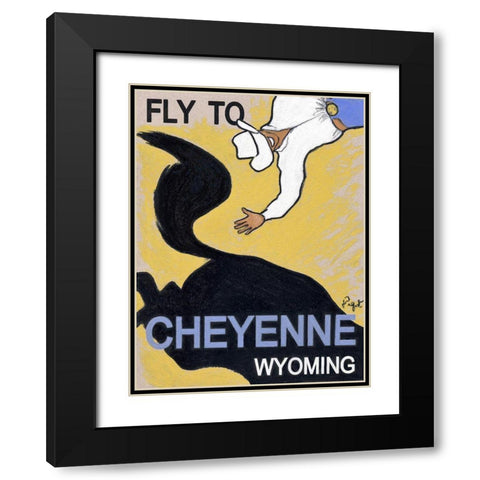 Fly to Cheyenne Wyoming Black Modern Wood Framed Art Print with Double Matting by Got, Jean Pierre