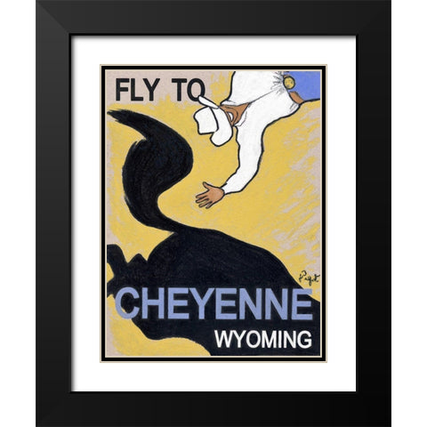 Fly to Cheyenne Wyoming Black Modern Wood Framed Art Print with Double Matting by Got, Jean Pierre